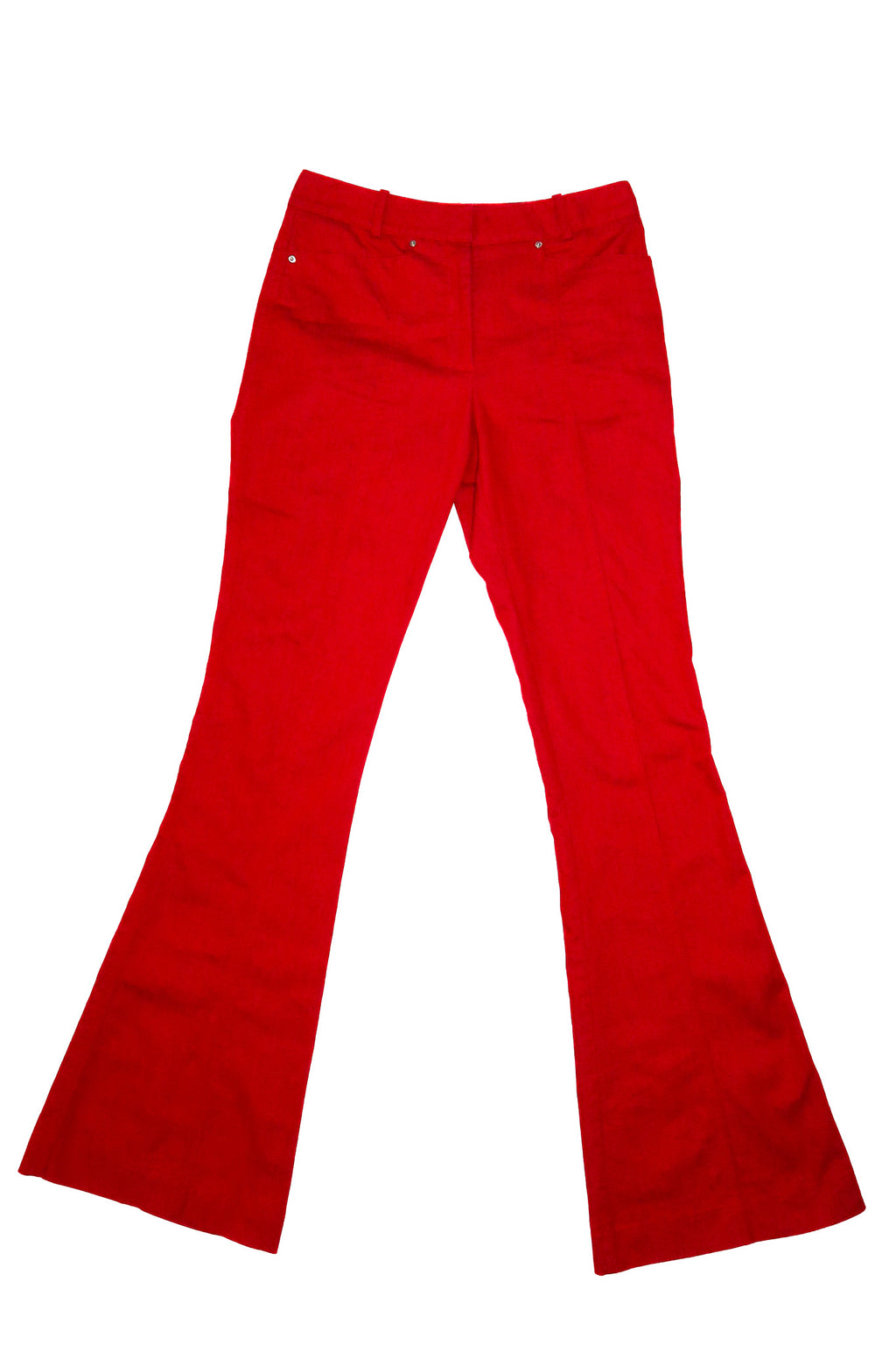 2000’s cue flared tailored trousers red.