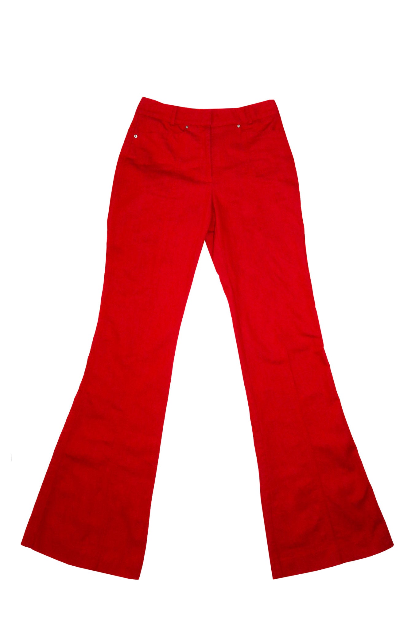 2000’s cue flared tailored trousers red.