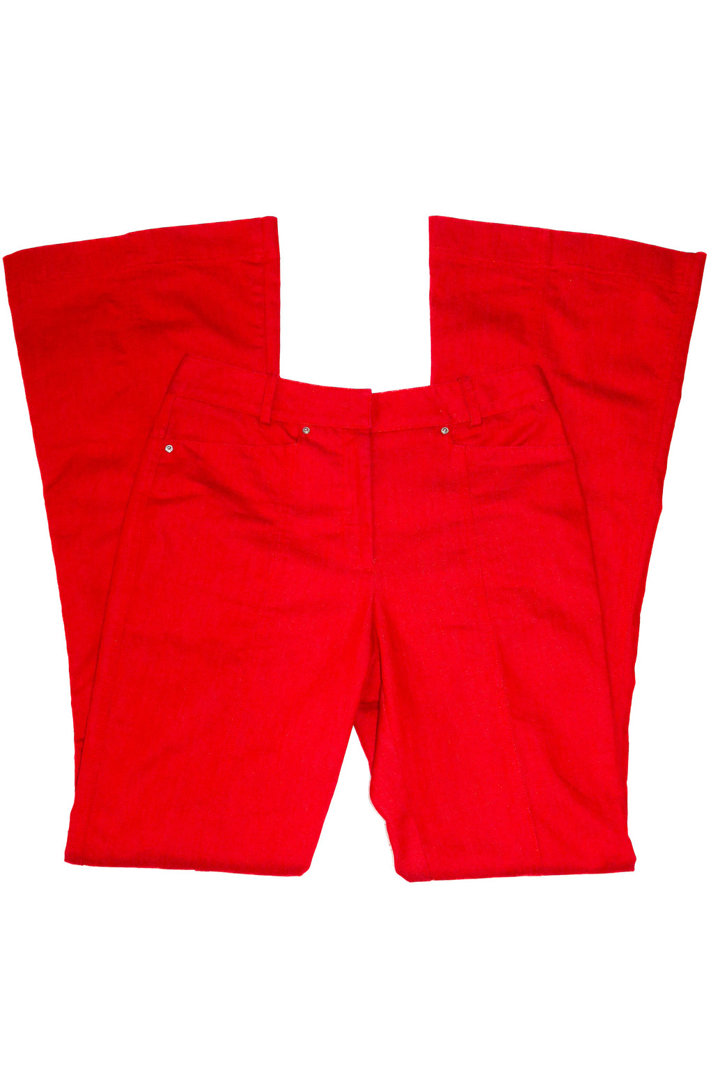 2000’s cue flared tailored trousers red.