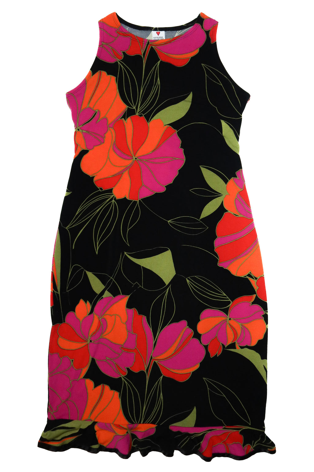 1990’s vivienne francine floral sleeveless midi dress black.