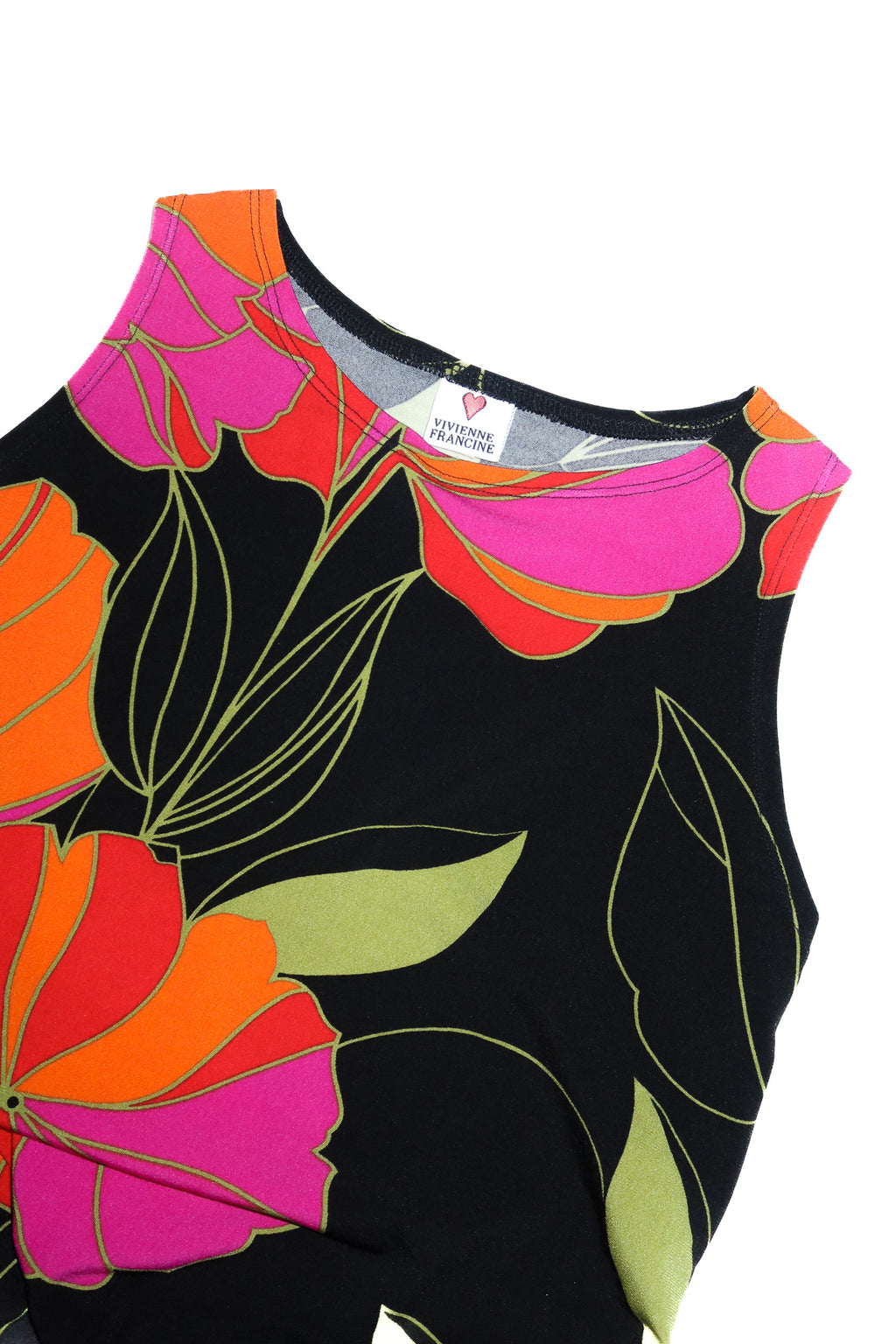 1990’s vivienne francine floral sleeveless midi dress black.