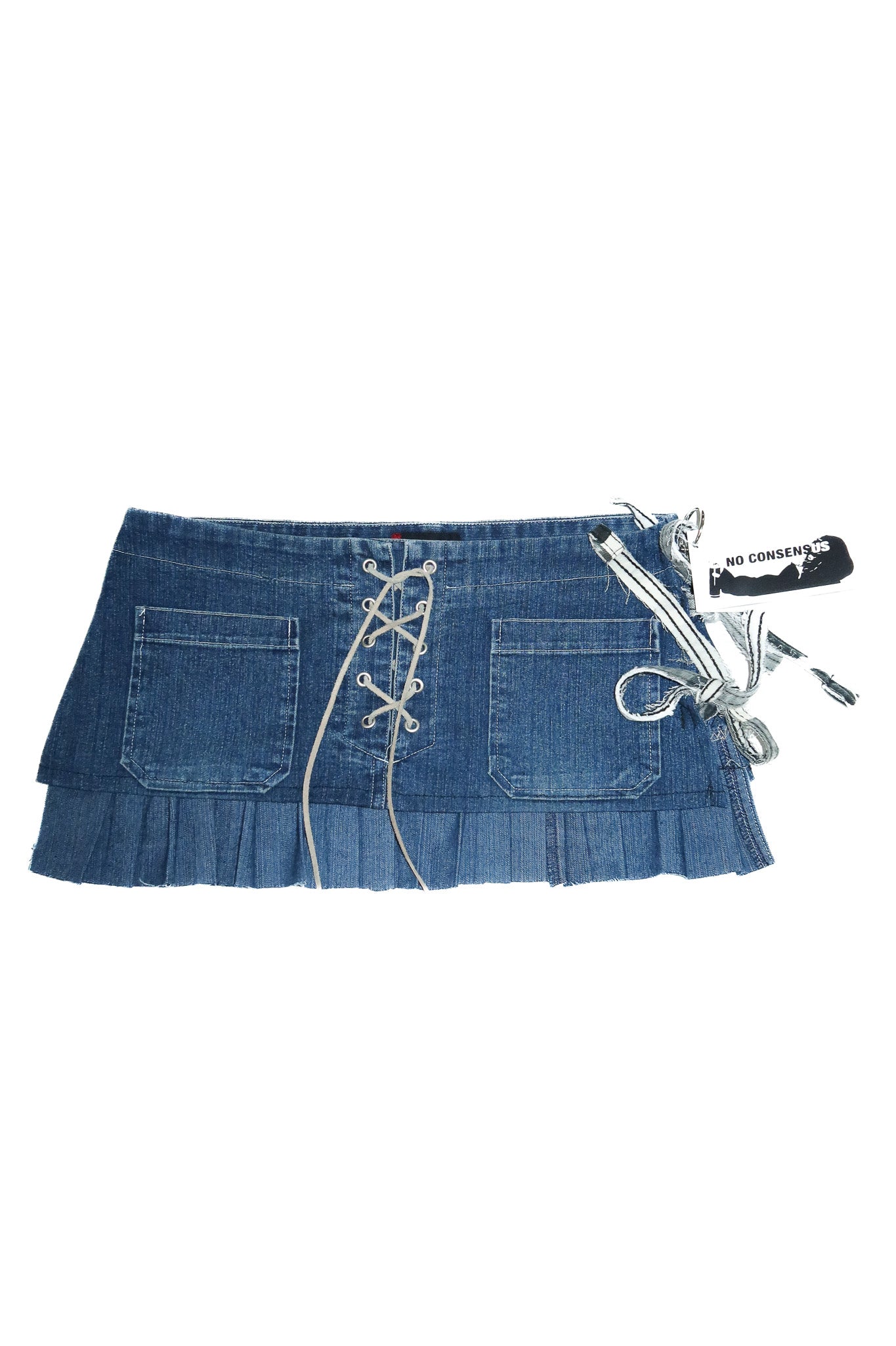 no consensus denim tie skirt blue.