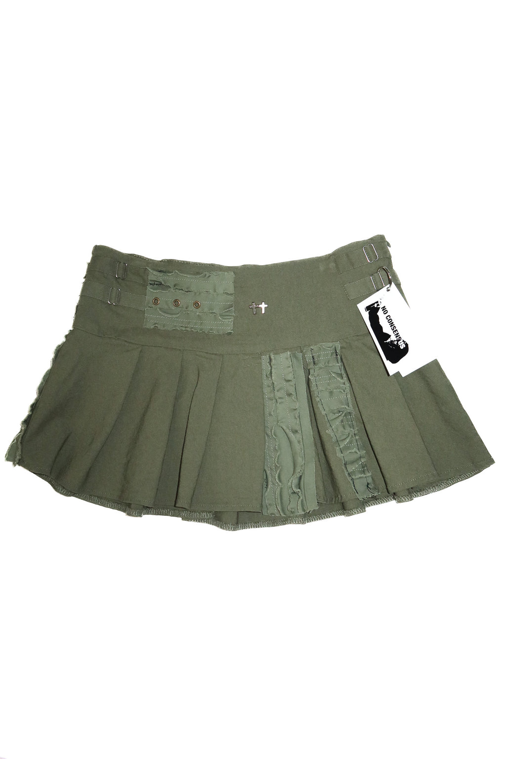 no consensus patchwork skirt khaki.