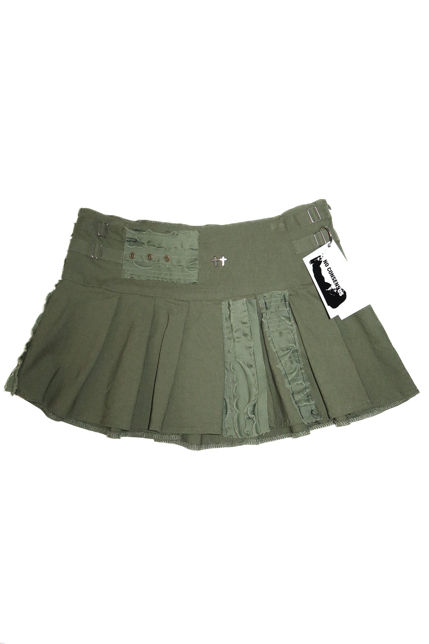 no consensus patchwork skirt khaki.