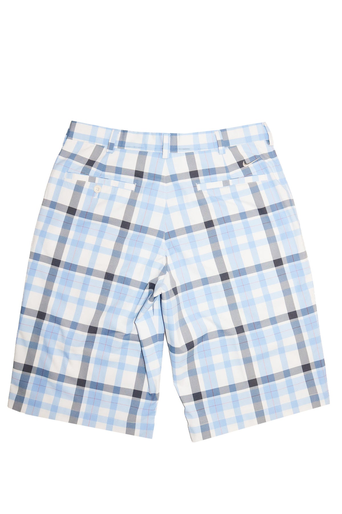 2000's nike golf dri-fit plaid shorts blue / white.