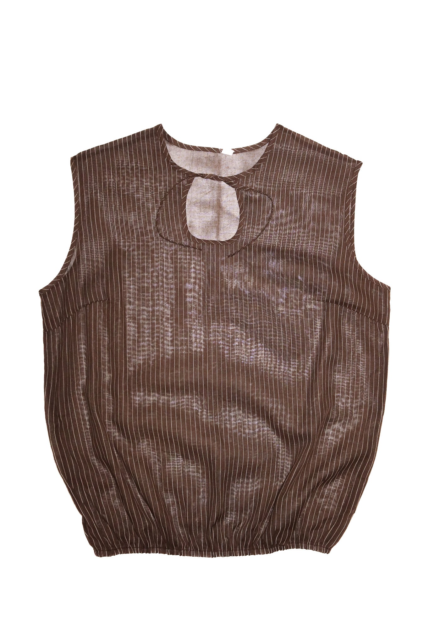 vintage tetron cotton sheer sleeveless blouse brown.