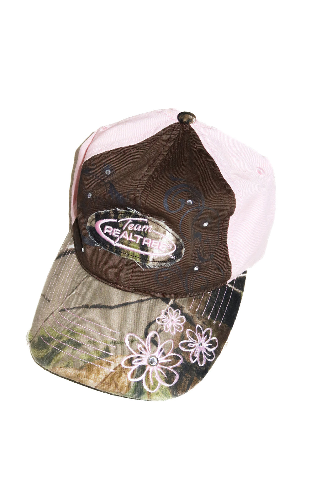2000’s team realtree camo floral rhinestone cap pink.
