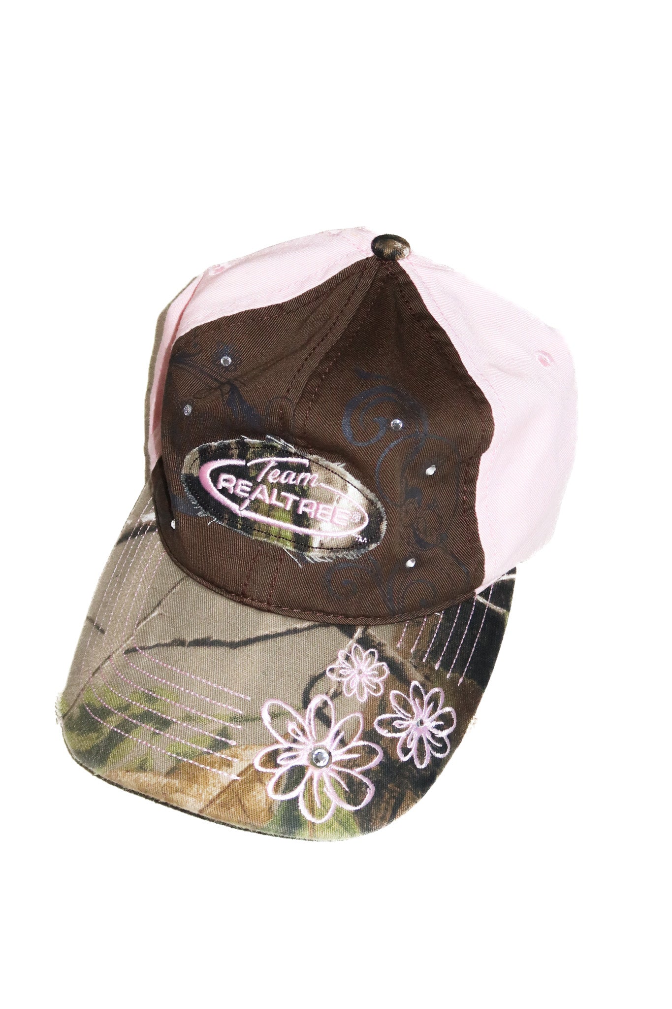 2000’s team realtree camo floral rhinestone cap pink.