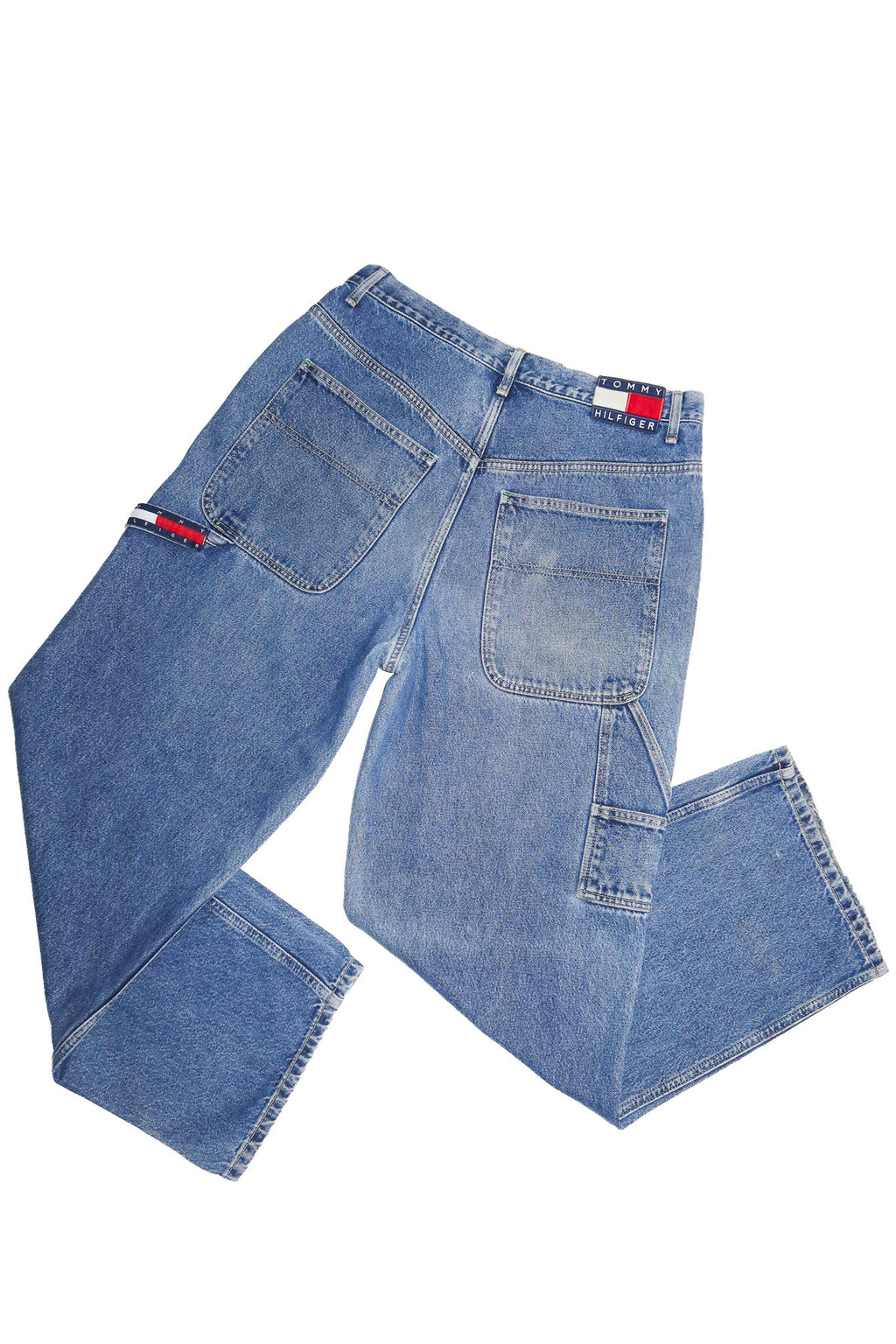 1990's tommy hilfiger carpenter cargo jeans blue.