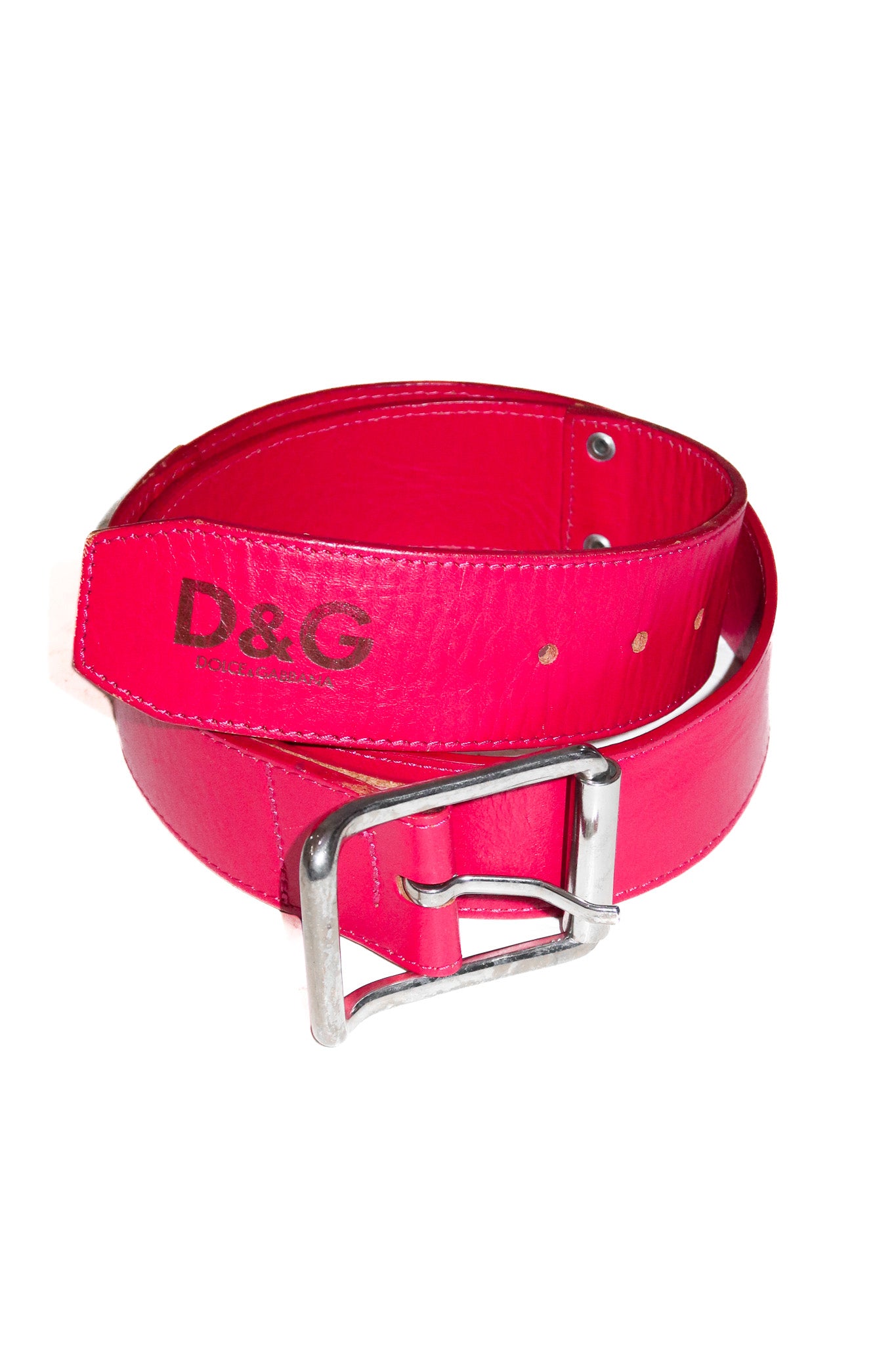 2000's d&g dolce & gabbana wide leather belt pink.