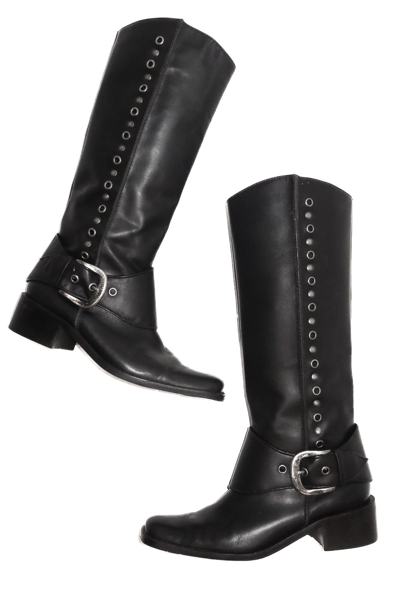 harley davidson leather harness riding boots black.