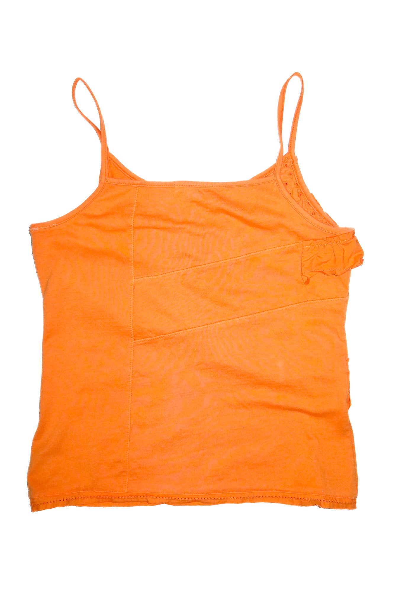 2000's dkny ruffle patch camisole top orange.