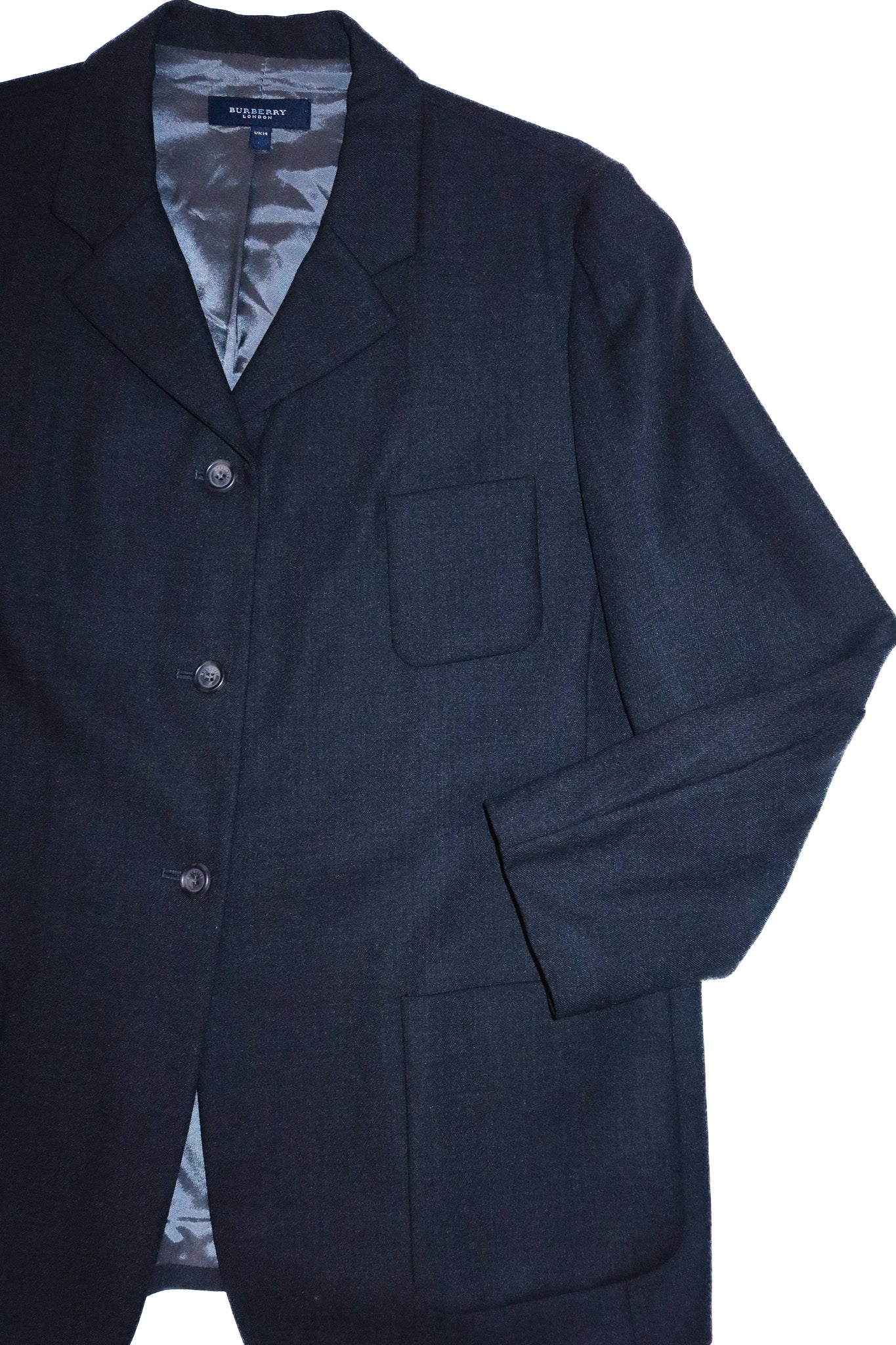 2000's burberry london tailored wool blazer charcoal.