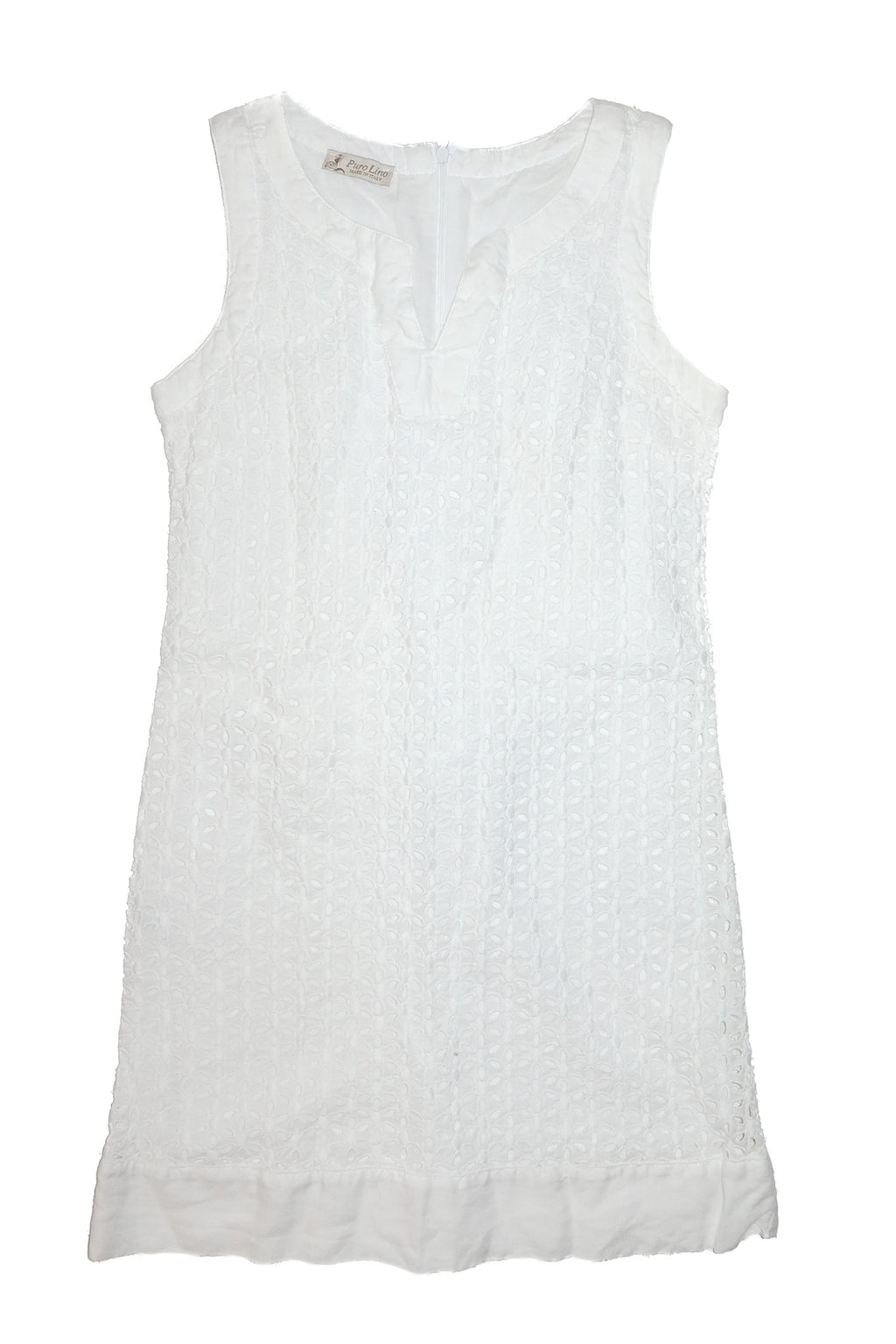 1980's puro lino sleeveless linen mini dress white.