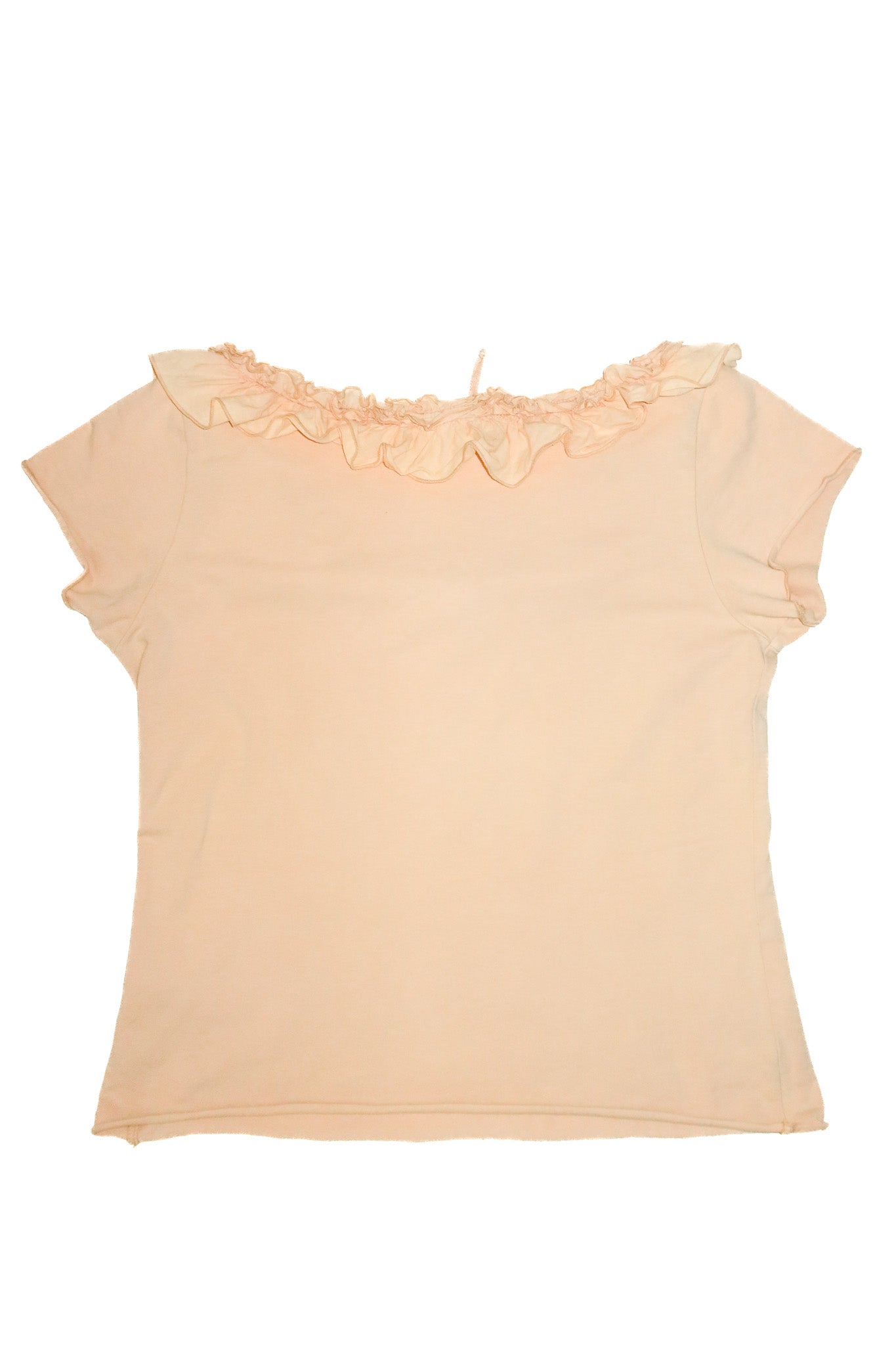 1990's vssp ruched trim cap sleeve top beige.