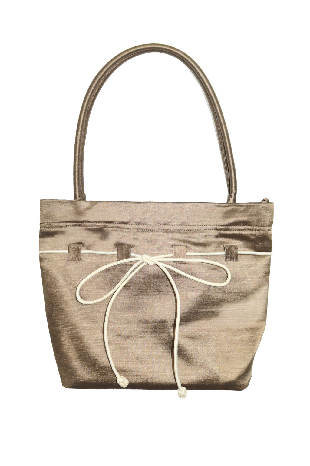 2000's taylor & khoo satin bow shoulder bag brown / cream.