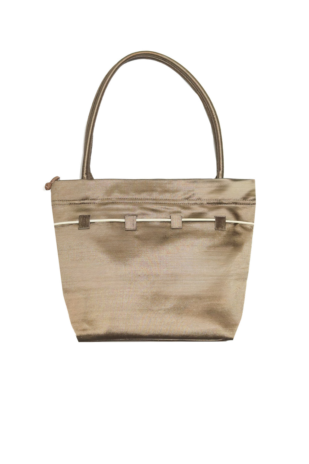 2000's taylor & khoo satin bow shoulder bag brown / cream.