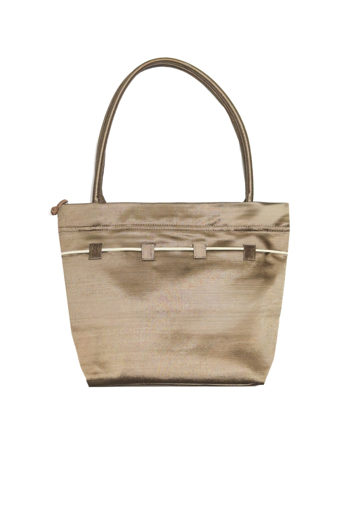 2000's taylor & khoo satin bow shoulder bag brown / cream.