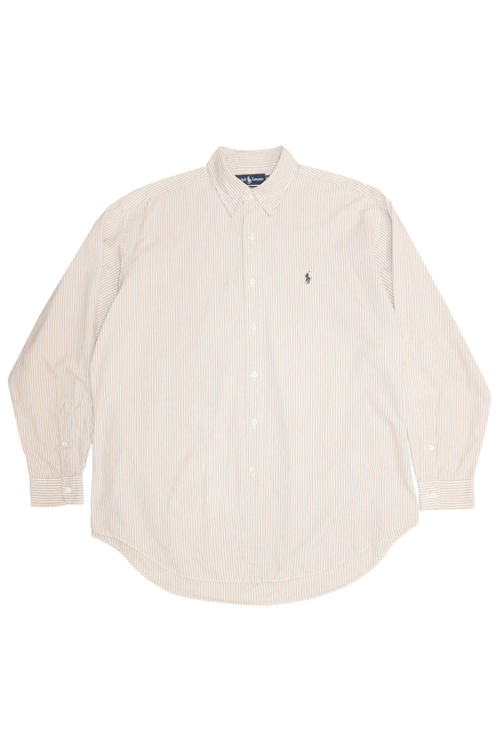 1990's ralph lauren blake striped shirt beige / white.