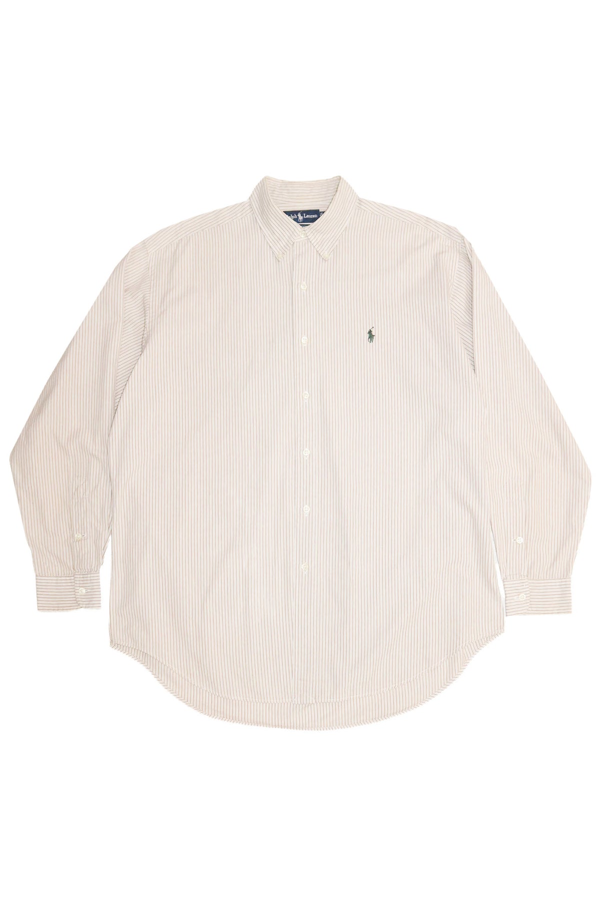 1990's ralph lauren blake striped shirt beige / white.