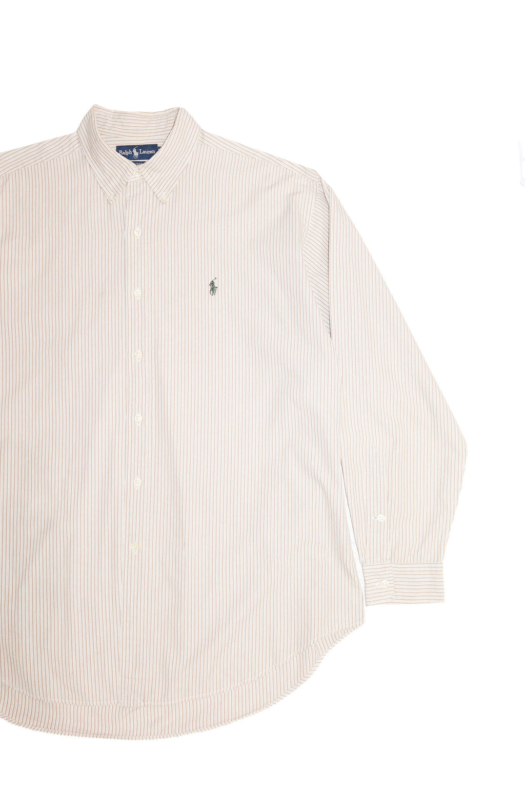 1990's ralph lauren blake striped shirt beige / white.