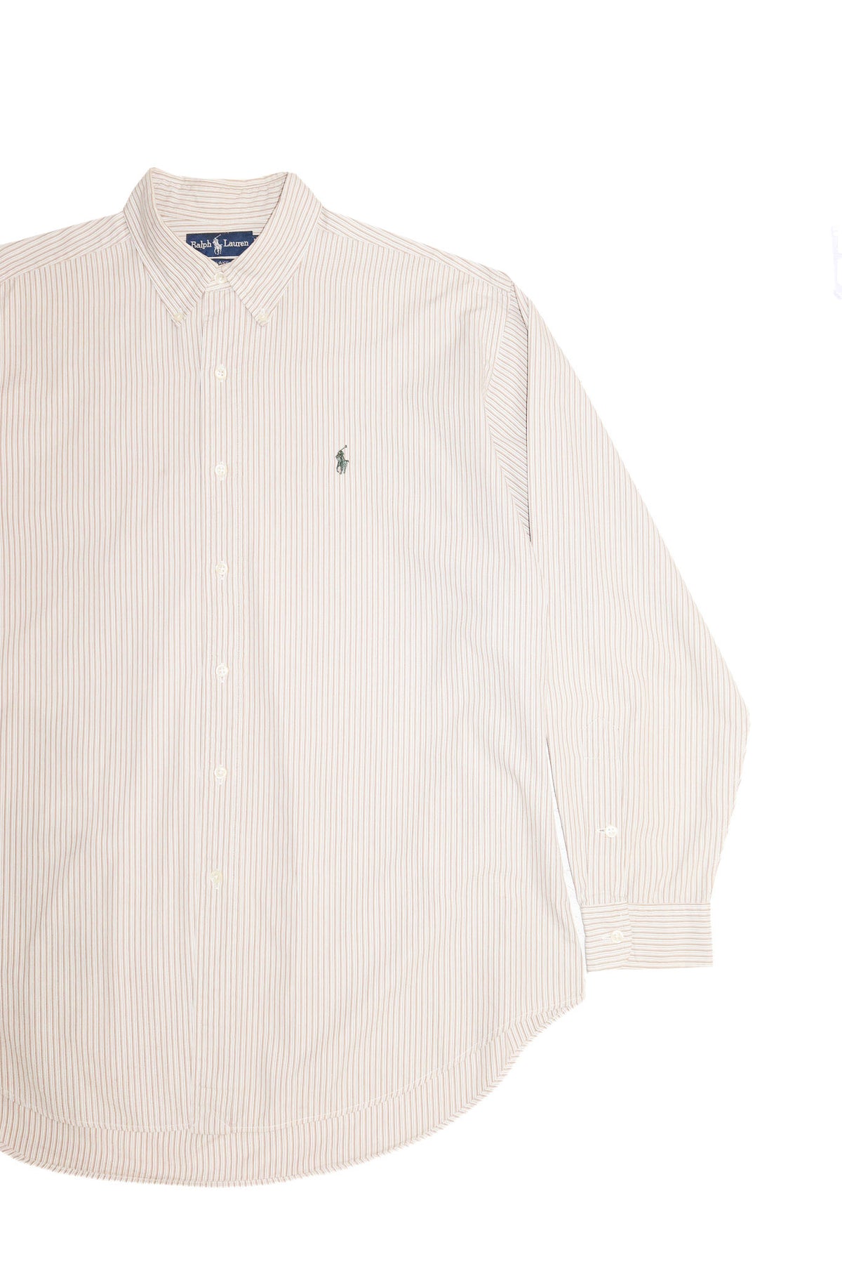 1990's ralph lauren blake striped shirt beige / white.