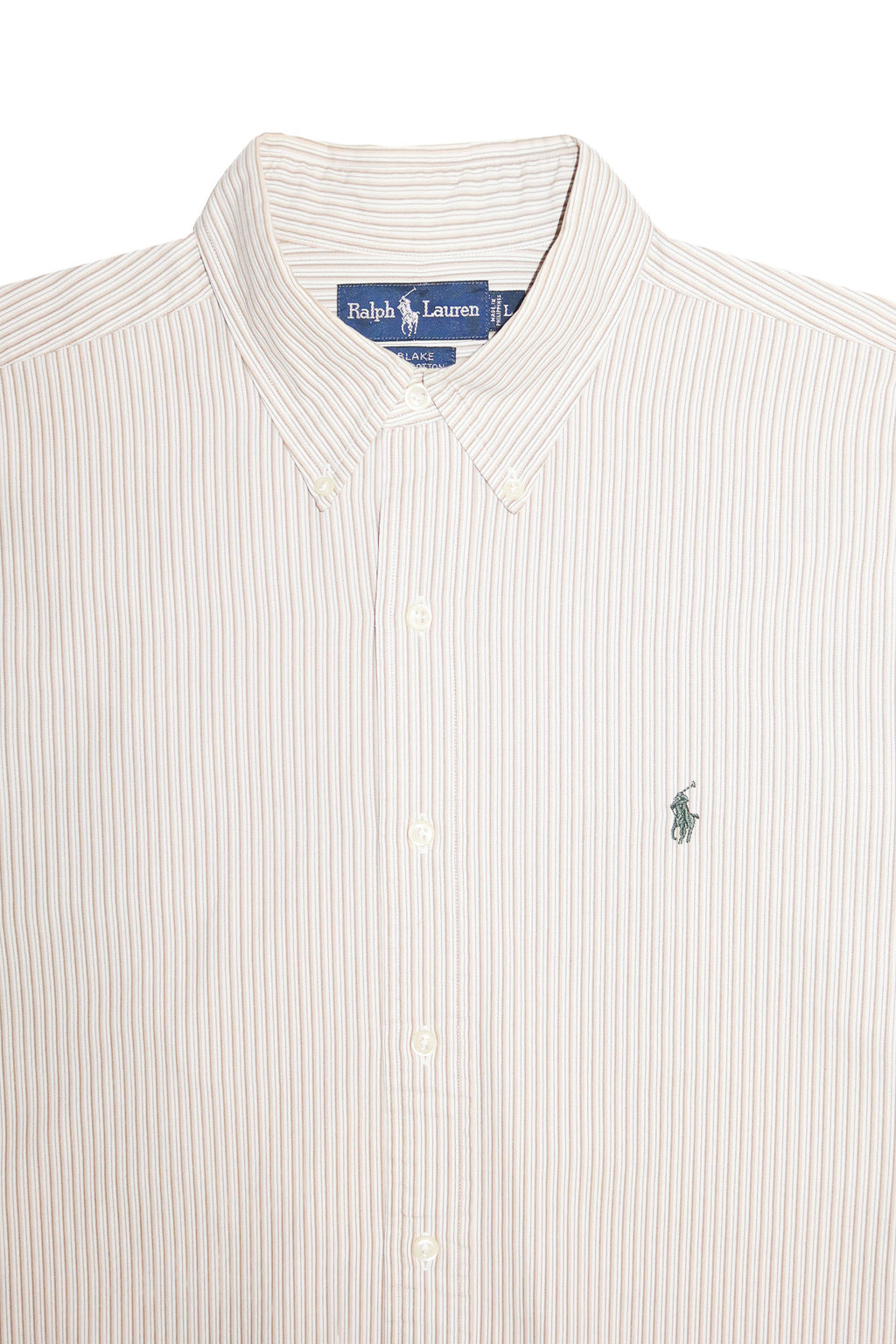 1990's ralph lauren blake striped shirt beige / white.
