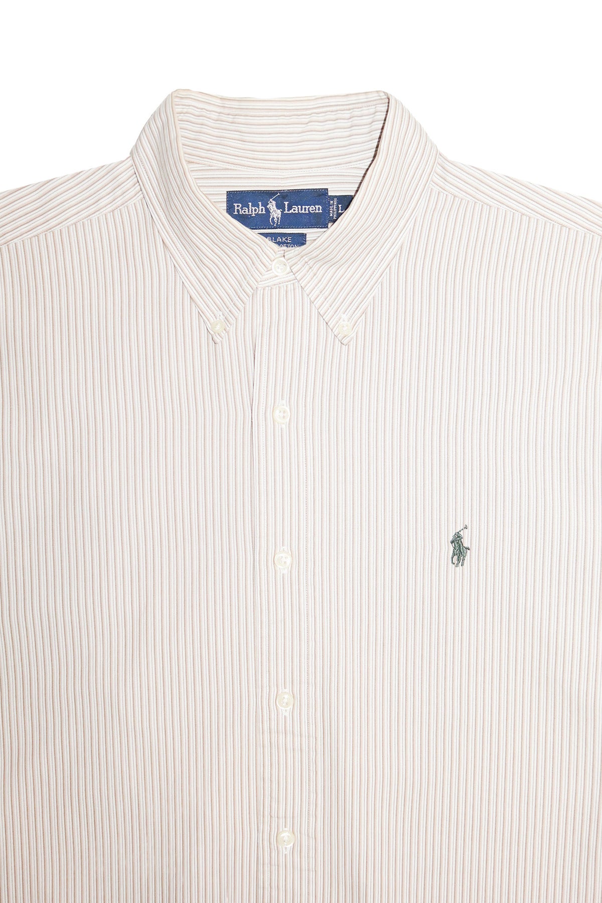 1990's ralph lauren blake striped shirt beige / white.