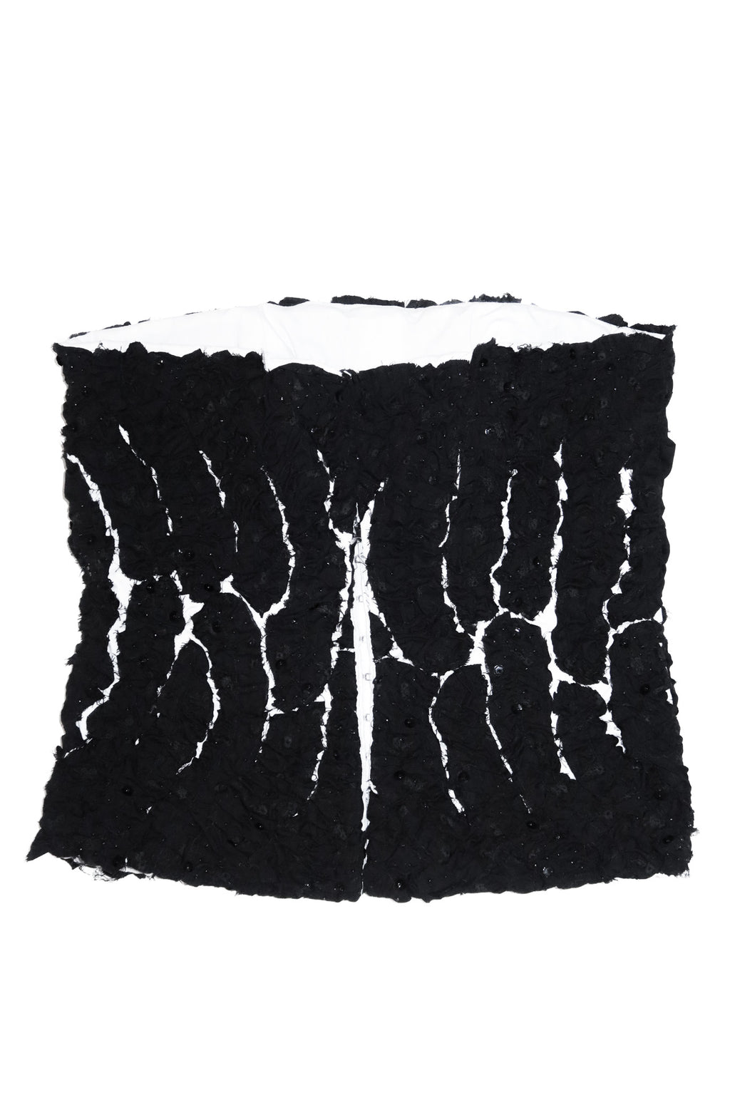 unsigned handmade ruffle corset top black.