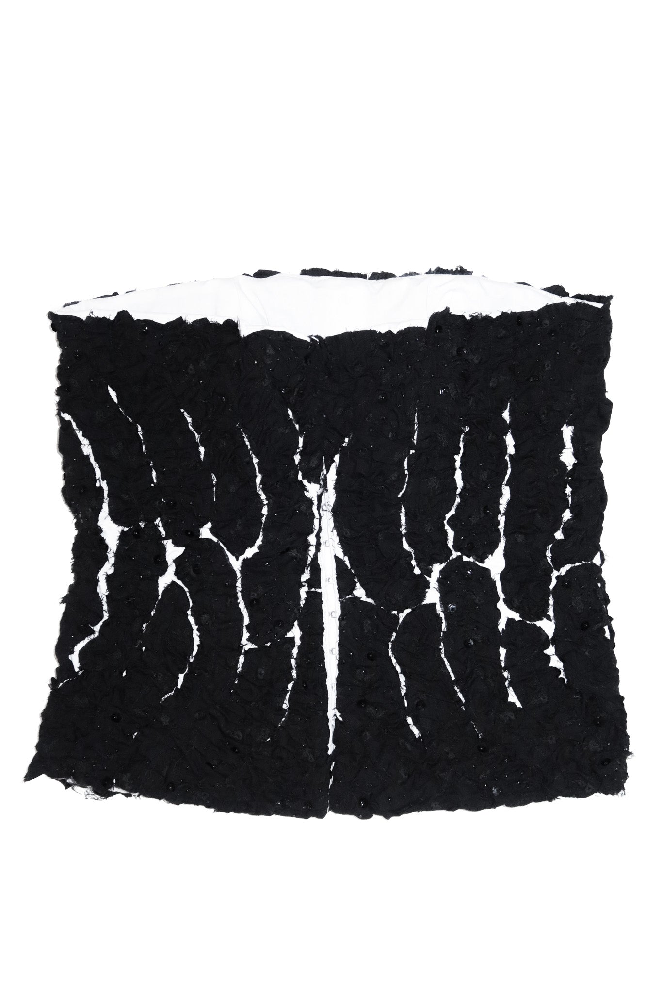 unsigned handmade ruffle corset top black.