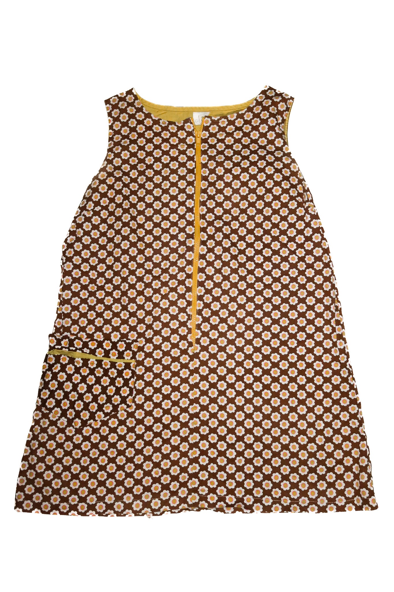 1970’s go-in’s daisy print shift dress brown.