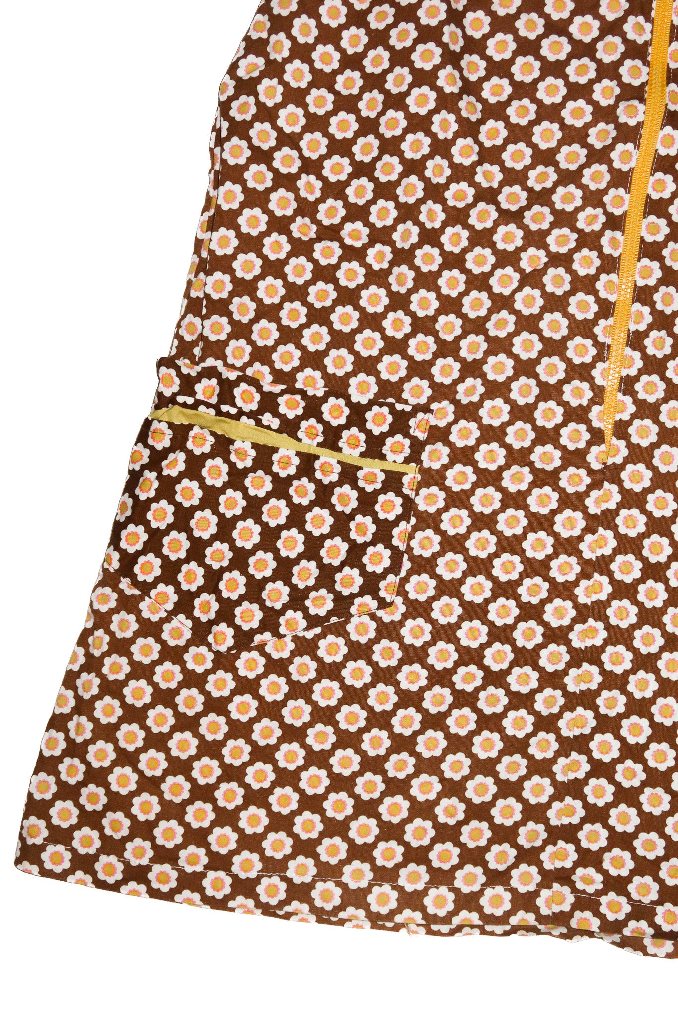 1970’s go-in’s daisy print shift dress brown.