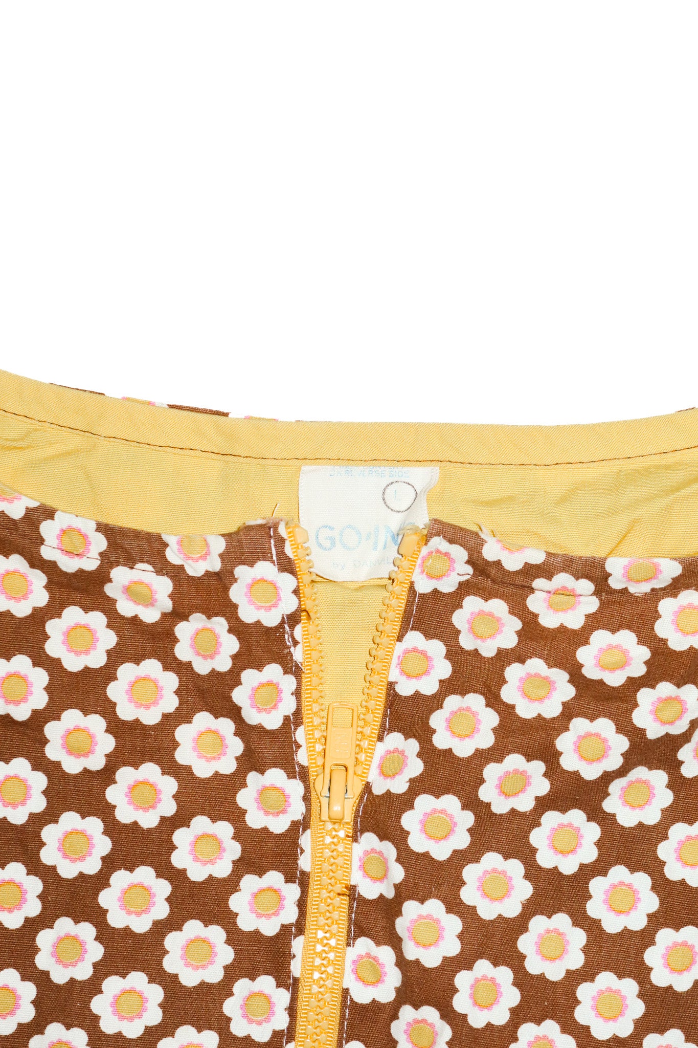 1970’s go-in’s daisy print shift dress brown.