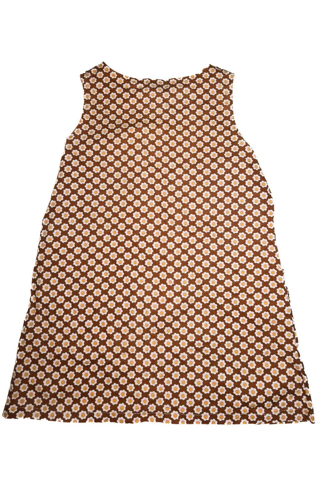1970’s go-in’s daisy print shift dress brown.