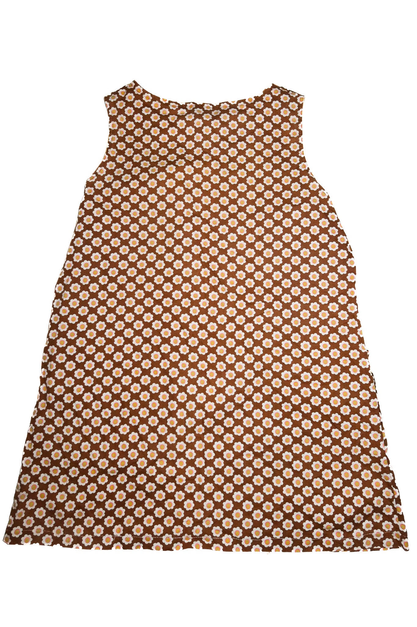 1970’s go-in’s daisy print shift dress brown.