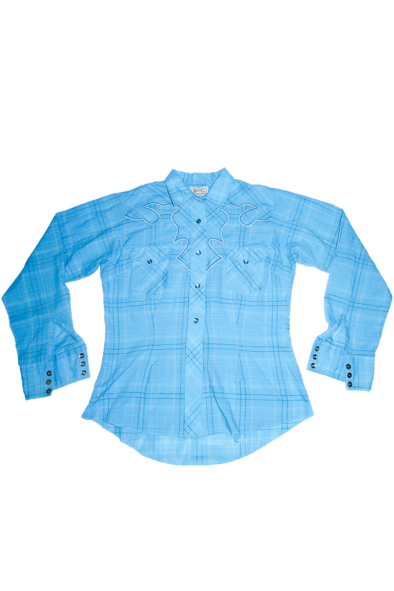 1980’s h bar c ranchwear embroidered western shirt blue.