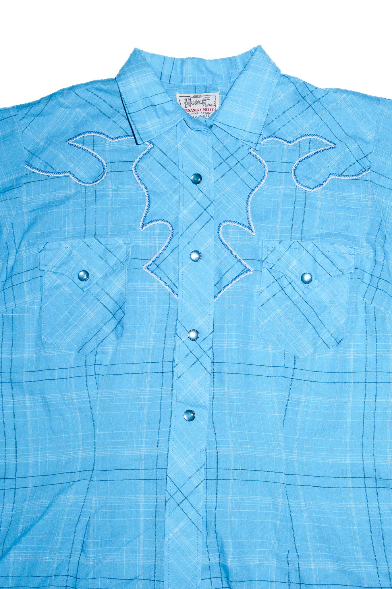 1980’s h bar c ranchwear embroidered western shirt blue.