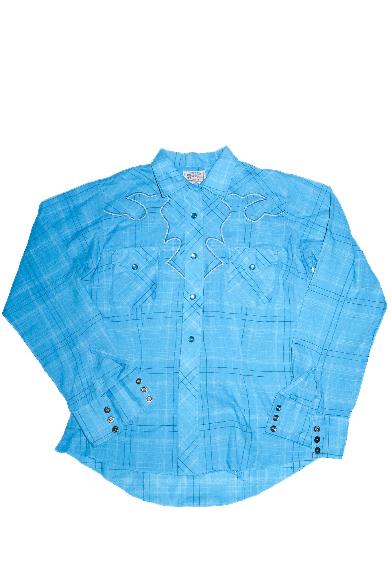1980’s h bar c ranchwear embroidered western shirt blue.