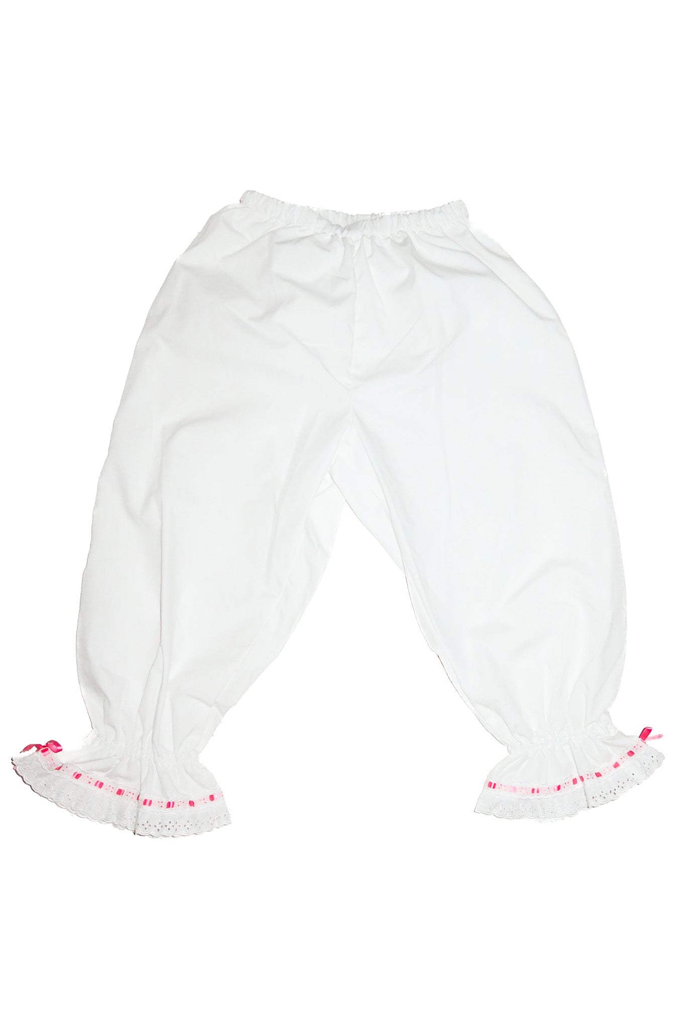 vintage handmade lace trim corset and bloomer set white/ pink.