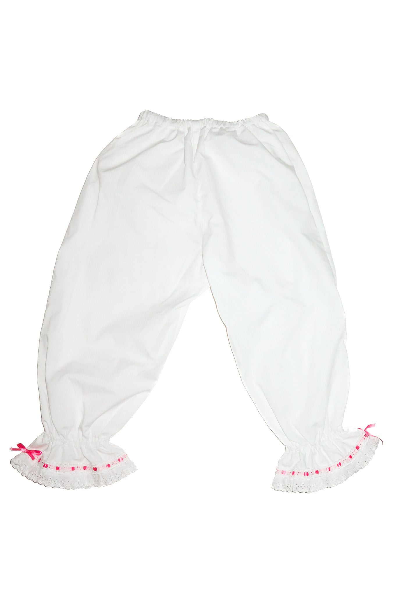 vintage handmade lace trim corset and bloomer set white/ pink.