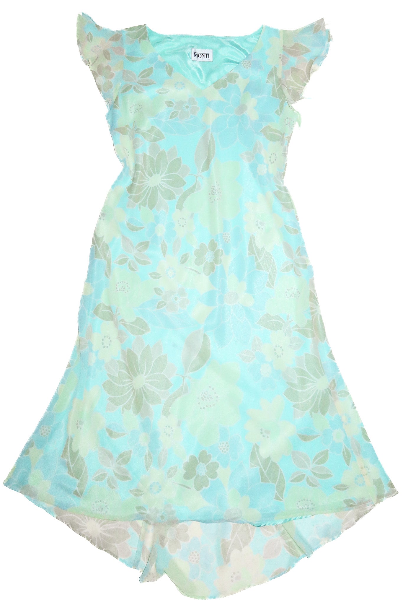 1990’s monti sheer floral maxi dress blue.