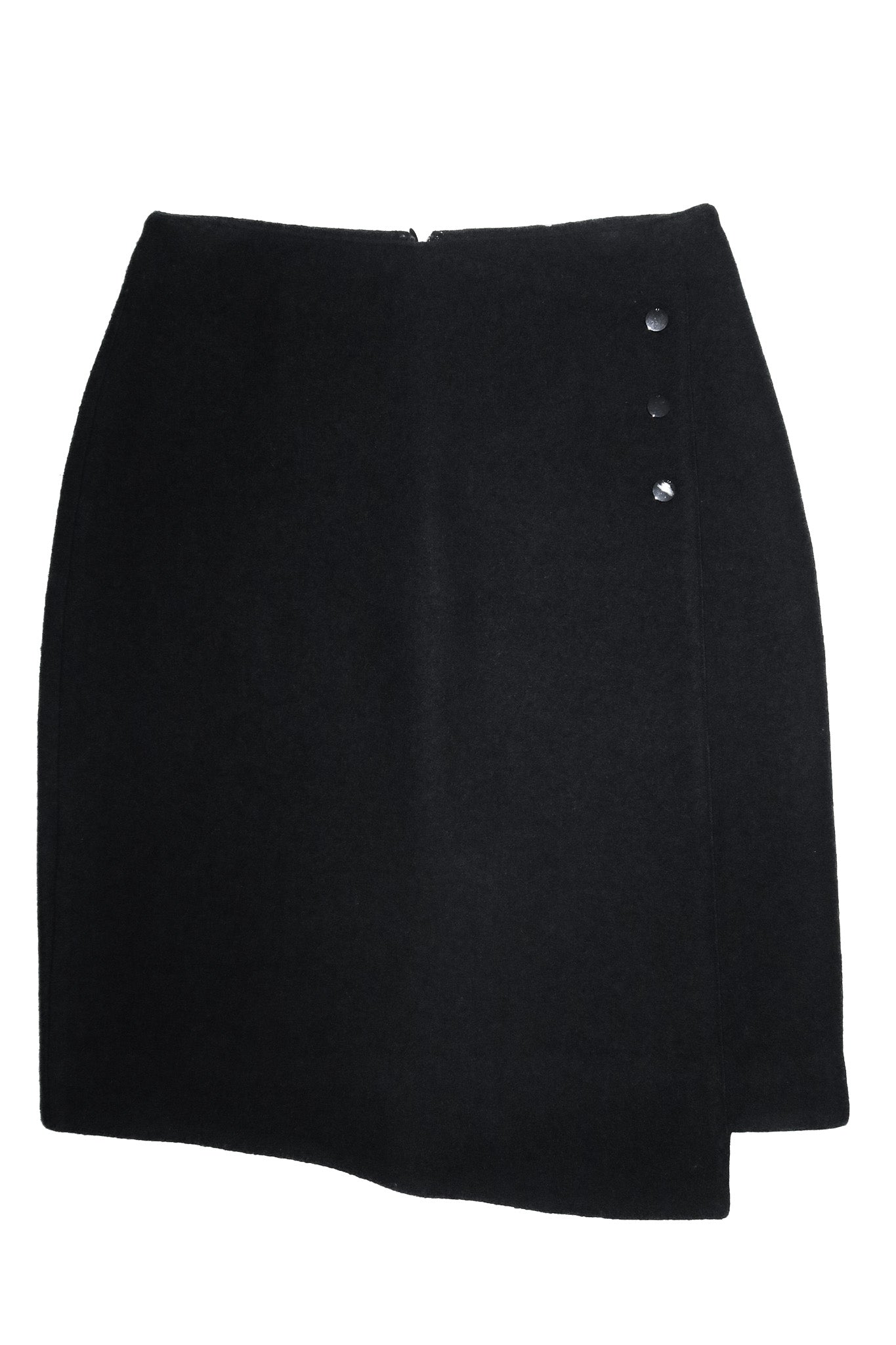 marcs merino felted wool asymmetrical midi skirt grey.