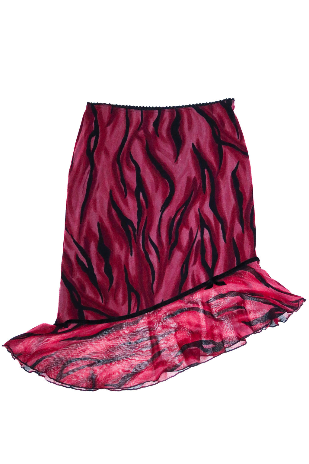 1990’s blockout australia leopard print mesh midi skirt pink/black.