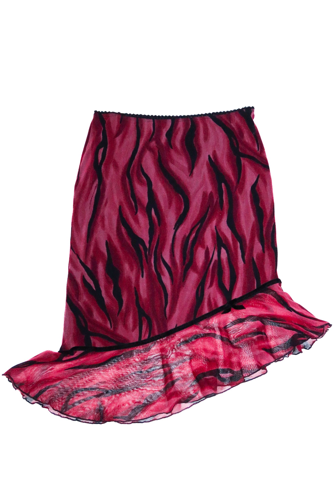 1990’s blockout australia leopard print mesh midi skirt pink/black.
