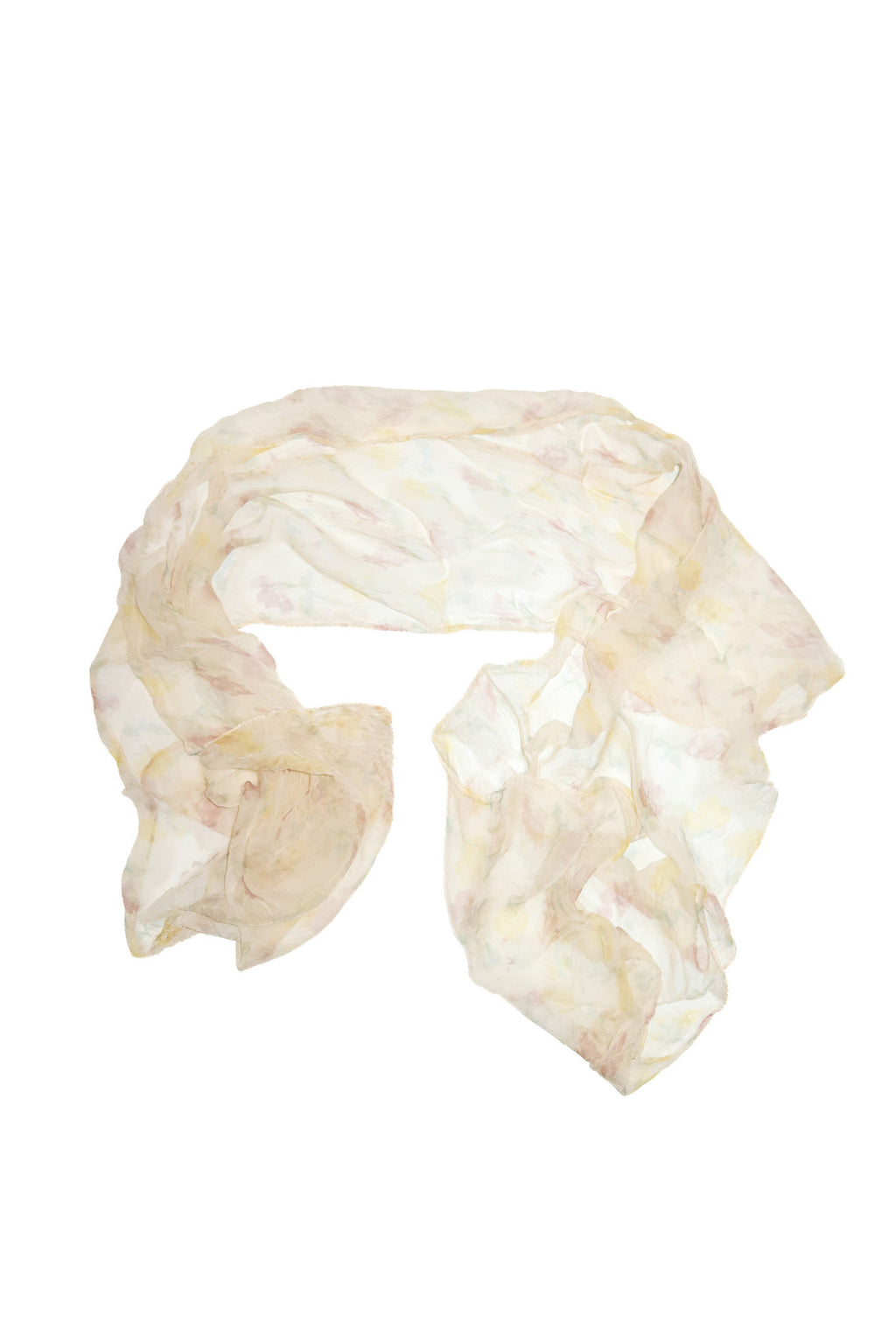 1960's sheer silk gauze rose scarf pastel yellow / pink.