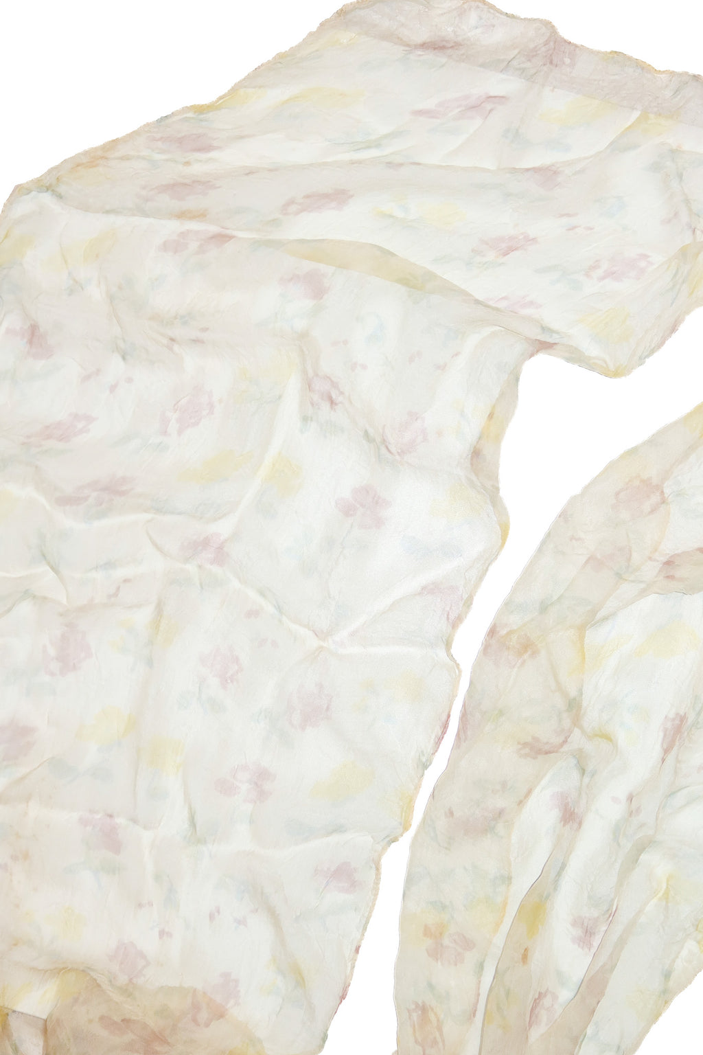 1960's sheer silk gauze rose scarf pastel yellow / pink.