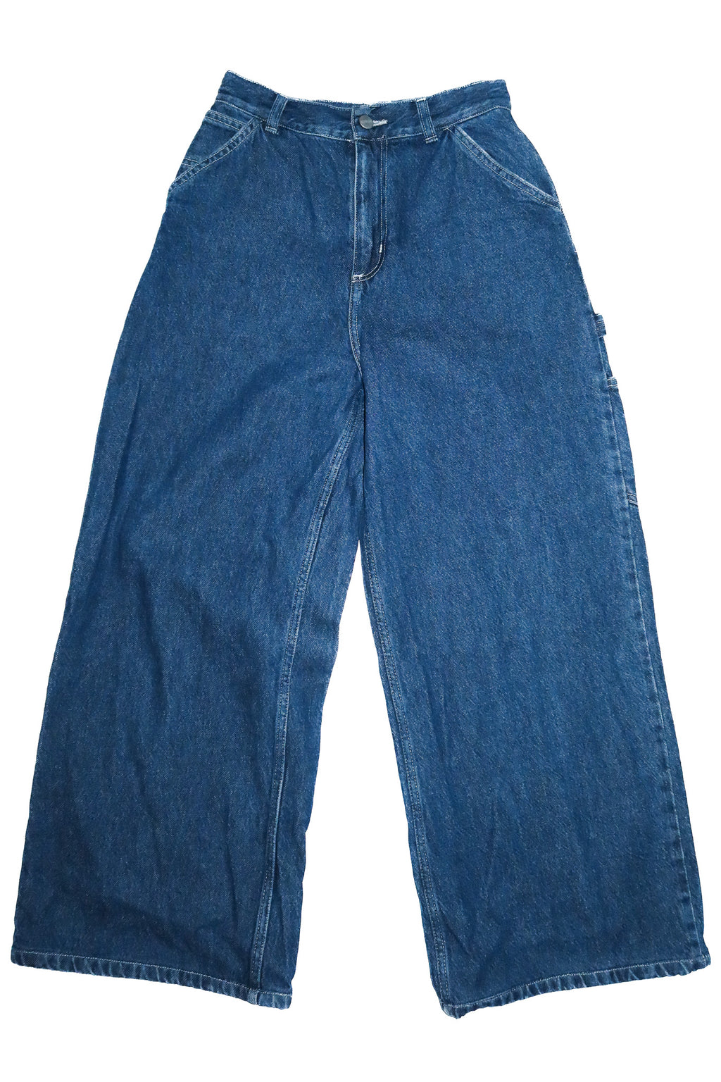 carhartt wip high waist loose jeans blue.