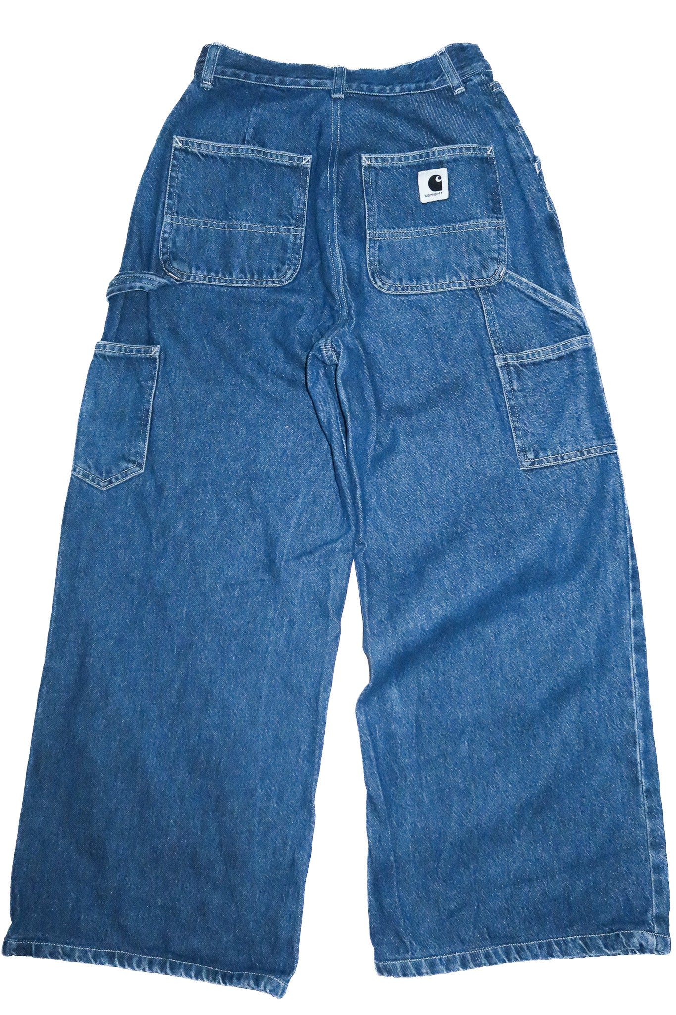 carhartt wip high waist loose jeans blue.