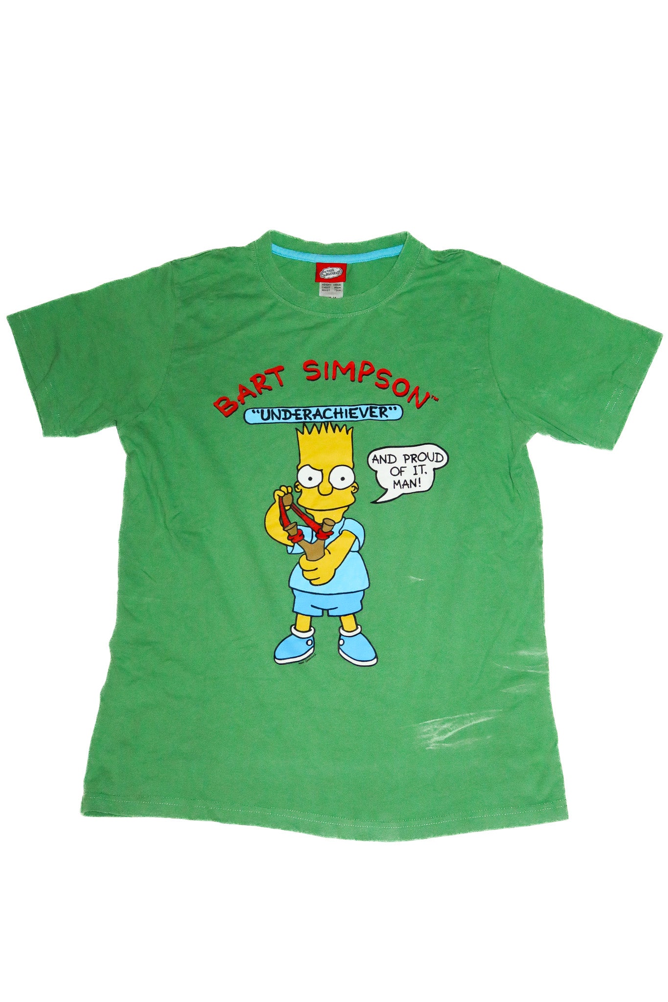 2000 bart simpson “underachiever” graphic t shirt green.