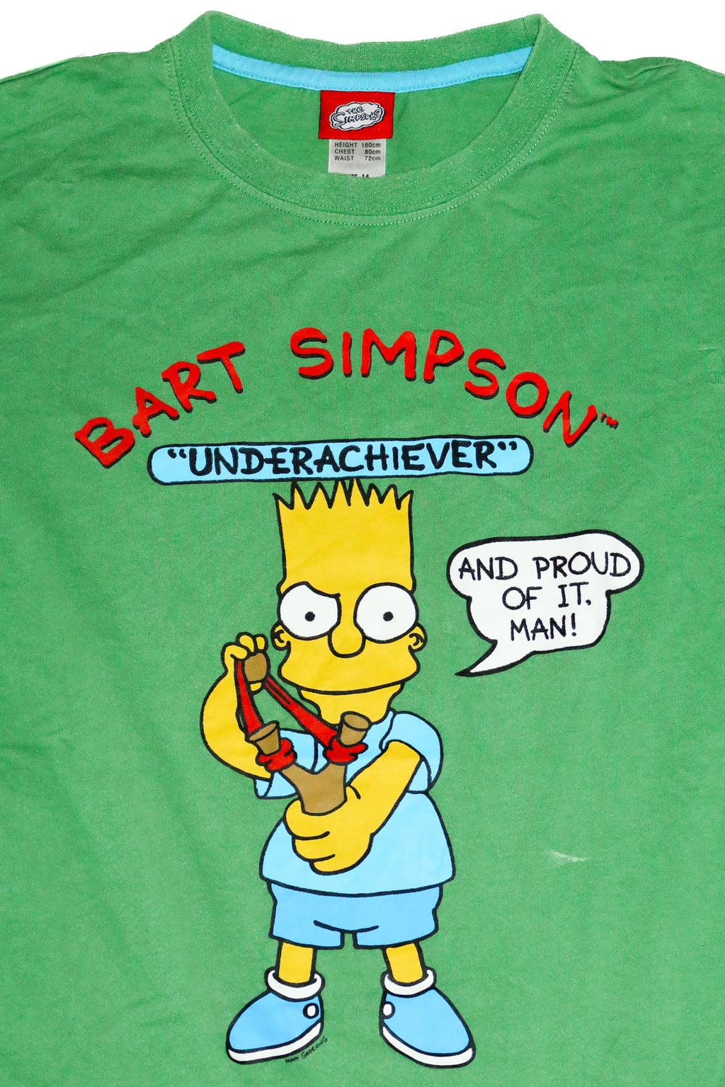 2000 bart simpson “underachiever” graphic t shirt green.
